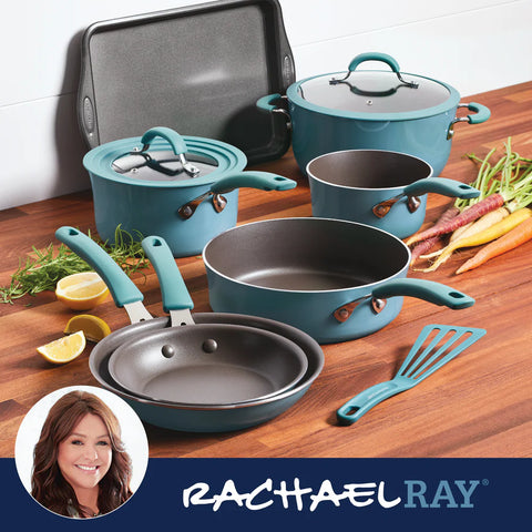 Cook + Create Nonstick Cookware Sets 10-Piece Agave Blue