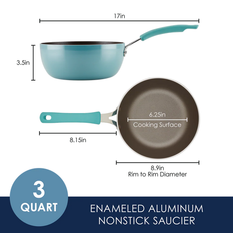 3-Quart Cook + Create Nonstick Saucier Pan Agave Blue