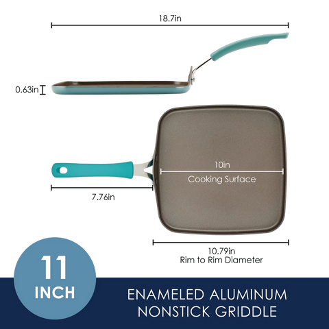 11-Inch Cook + Create Nonstick Square Griddle Pan Agave Blue