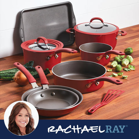 Cook + Create Nonstick Cookware Sets 10-Piece Red