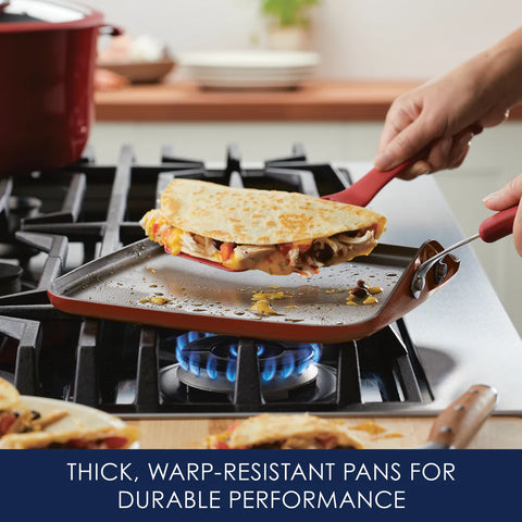 11-Inch Cook + Create Nonstick Square Griddle Pan Red