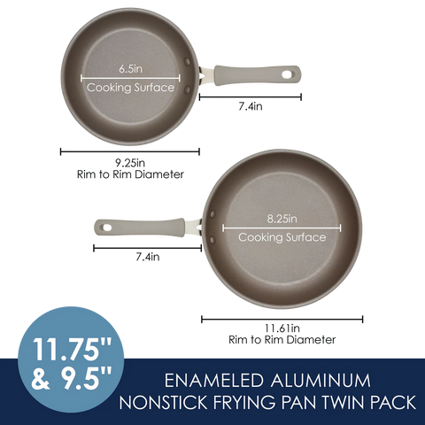 2-Piece Cook + Create Nonstick Frying Pan Set Gray
