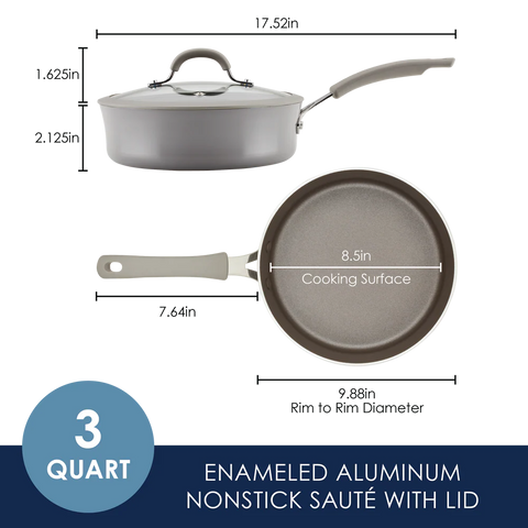 3-Quart Cook + Create Nonstick Sauté Pan with Lid Gray