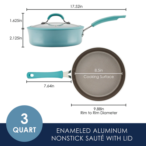3-Quart Cook + Create Nonstick Sauté Pan with Lid Agave Blue