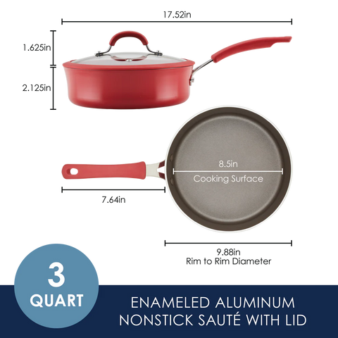 3-Quart Cook + Create Nonstick Sauté Pan with Lid Red