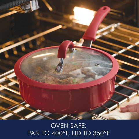 3-Quart Cook + Create Nonstick Sauté Pan with Lid Red