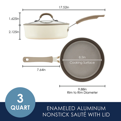 3-Quart Cook + Create Nonstick Sauté Pan with Lid Almond