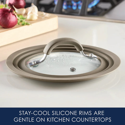 Small Universal Silicone-Rimmed Glass Lid, 6-8.5"
