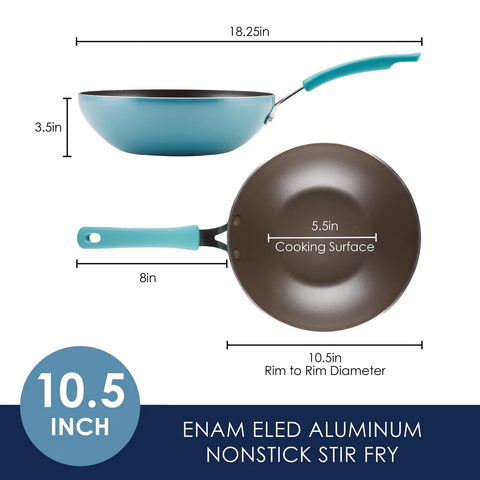 10.5-Inch Cook + Create Nonstick Open Stir Fry Agave Blue