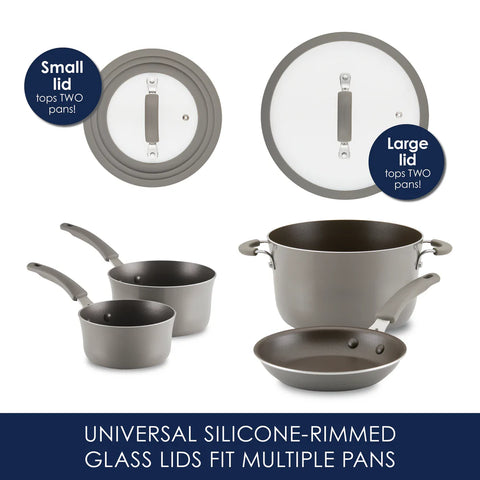 6-Piece Cook + Create Nonstick Cookware Set 6 Piece Gray