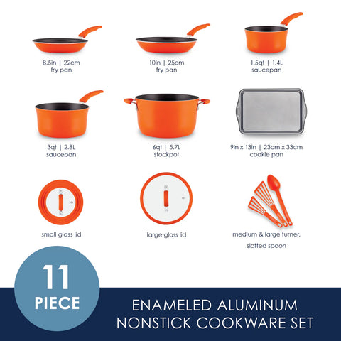 Cook + Create Nonstick Cookware Sets 11-Piece Orange