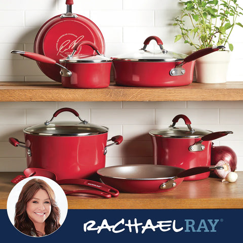12-Piece Cucina Nonstick Cookware Set Cranberry Red