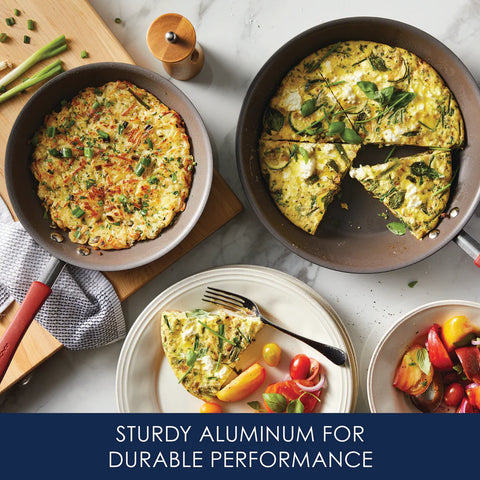 9.25" and 11" Cucina Nonstick Frying Pan Set Cranberry Red