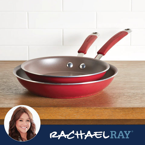 9.25" and 11" Cucina Nonstick Frying Pan Set Cranberry Red