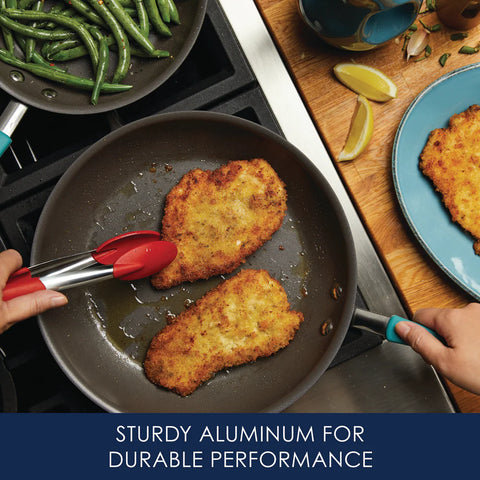 9.25" and 11.5" Cucina Hard Anodized Nonstick Frying Pan Set Agave Blue