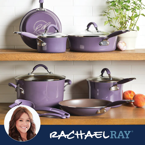 12-Piece Cucina Nonstick Cookware Set Lavender Purple