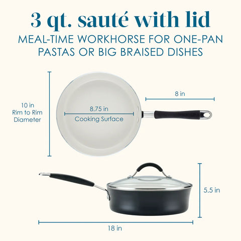 Cucina Ceramic Nonstick Saute Pan Peppercorn