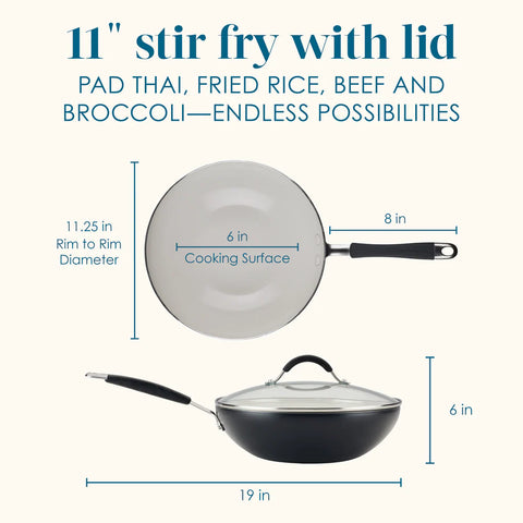 Cucina Ceramic Nonstick Stir Fry Pan Peppercorn