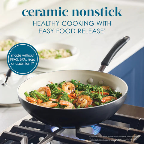 Cucina Ceramic Nonstick Stir Fry Pan Peppercorn