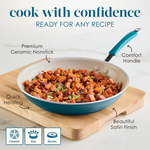 Cucina Ceramic Nonstick Frying Pan Marine Blue 12.5"