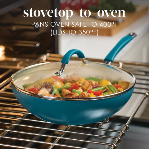 Cucina Ceramic Nonstick Stir Fry Pan Marine Blue