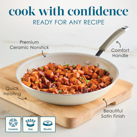 Cucina Ceramic Nonstick Frying Pan Almond 12.5"