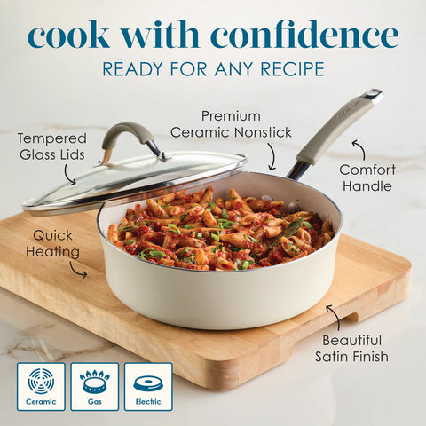 Cucina Ceramic Nonstick Saute Pan Almond