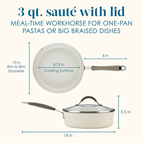 Cucina Ceramic Nonstick Saute Pan Almond