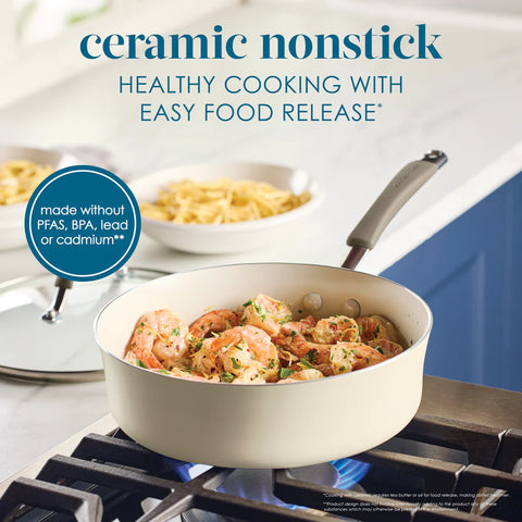 Cucina Ceramic Nonstick Saute Pan Almond