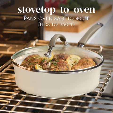 Cucina Ceramic Nonstick Saute Pan Almond