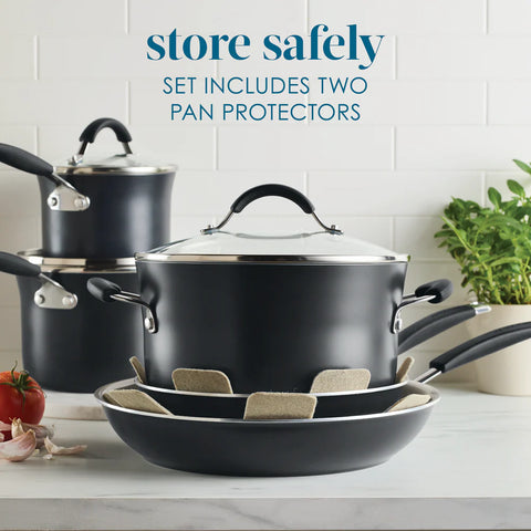 10-Piece Cucina Ceramic Nonstick Cookware Set Peppercorn