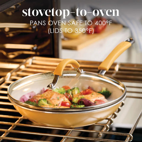 10-Piece Cucina Ceramic Nonstick Cookware Set Turmeric Yellow