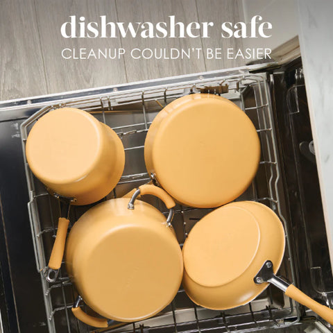 10-Piece Cucina Ceramic Nonstick Cookware Set Turmeric Yellow