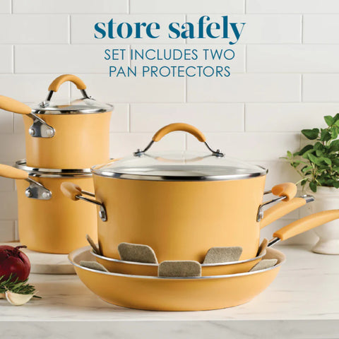 10-Piece Cucina Ceramic Nonstick Cookware Set Turmeric Yellow