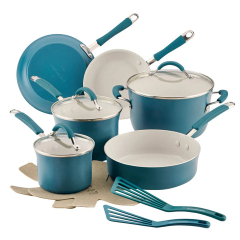 13-Piece Cucina Ceramic Nonstick Cookware Set Marine Blue
