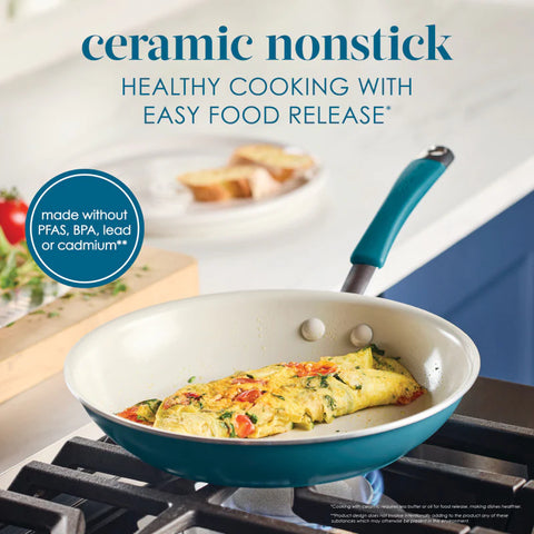 13-Piece Cucina Ceramic Nonstick Cookware Set Marine Blue