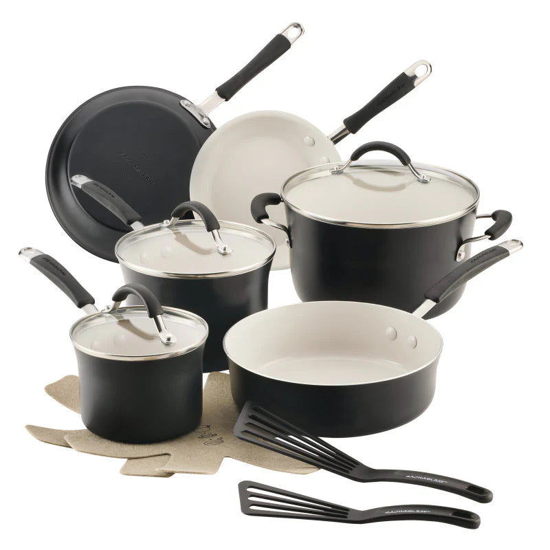 13-Piece Cucina Ceramic Nonstick Cookware Set Peppercorn