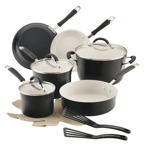 13-Piece Cucina Ceramic Nonstick Cookware Set Peppercorn