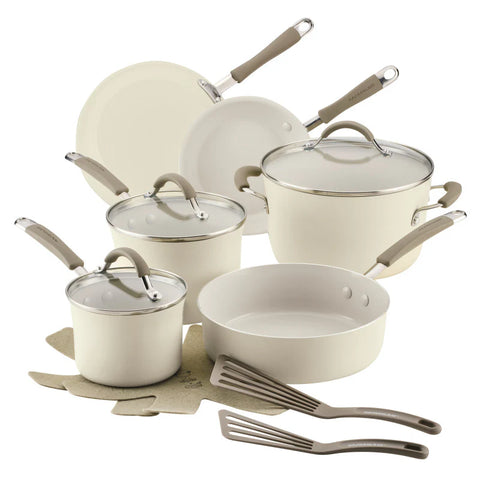 13-Piece Cucina Ceramic Nonstick Cookware Set Almond