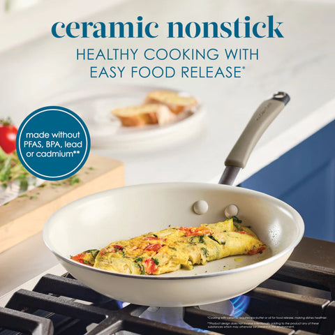 13-Piece Cucina Ceramic Nonstick Cookware Set Almond