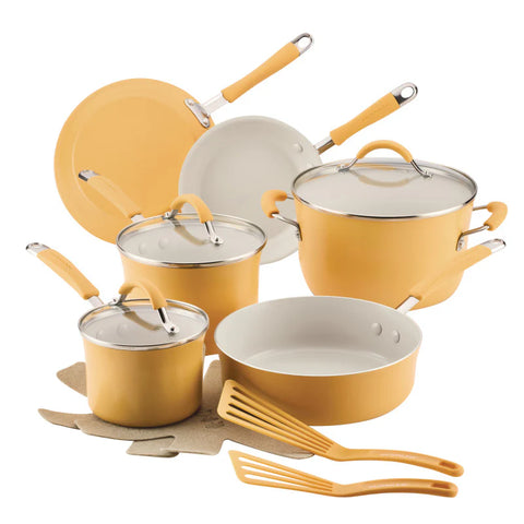 13-Piece Cucina Ceramic Nonstick Cookware Set Turmeric Yellow