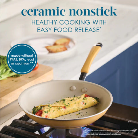 13-Piece Cucina Ceramic Nonstick Cookware Set Turmeric Yellow