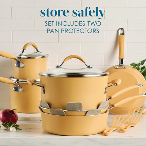13-Piece Cucina Ceramic Nonstick Cookware Set Turmeric Yellow