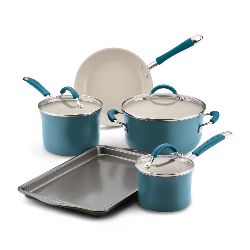 8-Piece Cucina Ceramic Nonstick Cookware Set Marine Blue