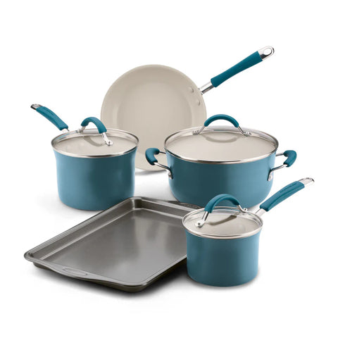 8-Piece Cucina Ceramic Nonstick Cookware Set Marine Blue