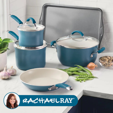 8-Piece Cucina Ceramic Nonstick Cookware Set Marine Blue