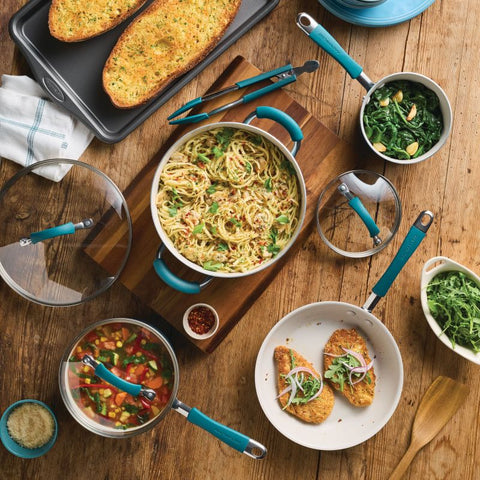 8-Piece Cucina Ceramic Nonstick Cookware Set Marine Blue