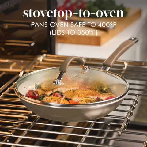 8-Piece Cucina Ceramic Nonstick Cookware Set Hazelnut