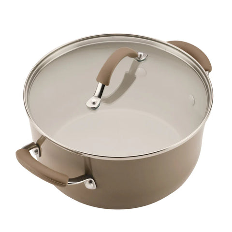 8-Piece Cucina Ceramic Nonstick Cookware Set Hazelnut