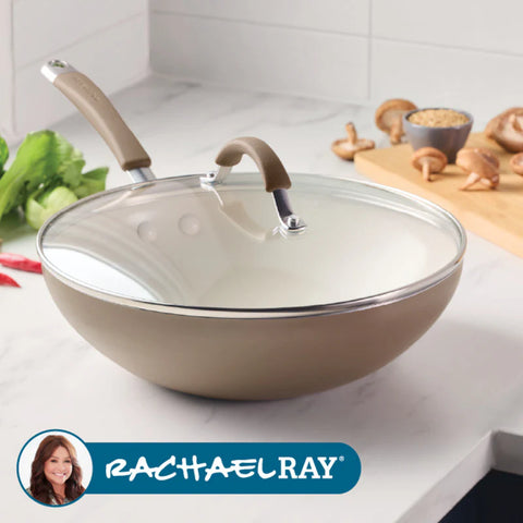 Cucina Ceramic Nonstick Stir Fry Pan Hazelnut